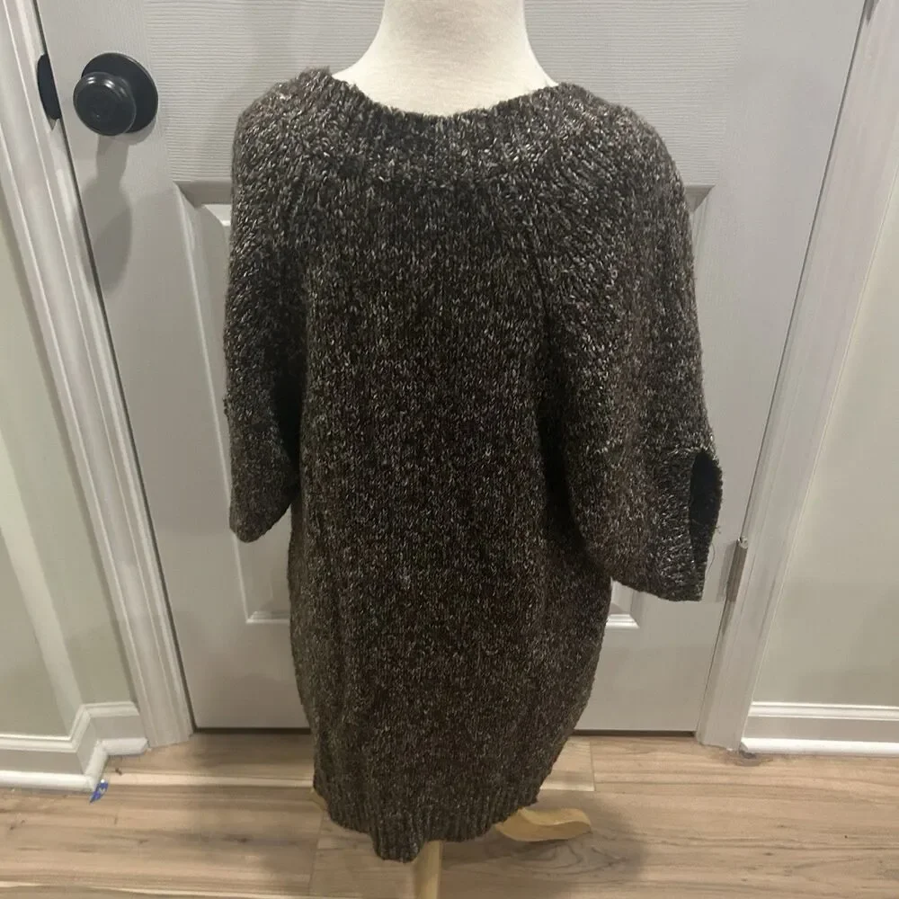 Michael Kors Women's Brown Tunic Sweater Size M Workwear Knit V Neck